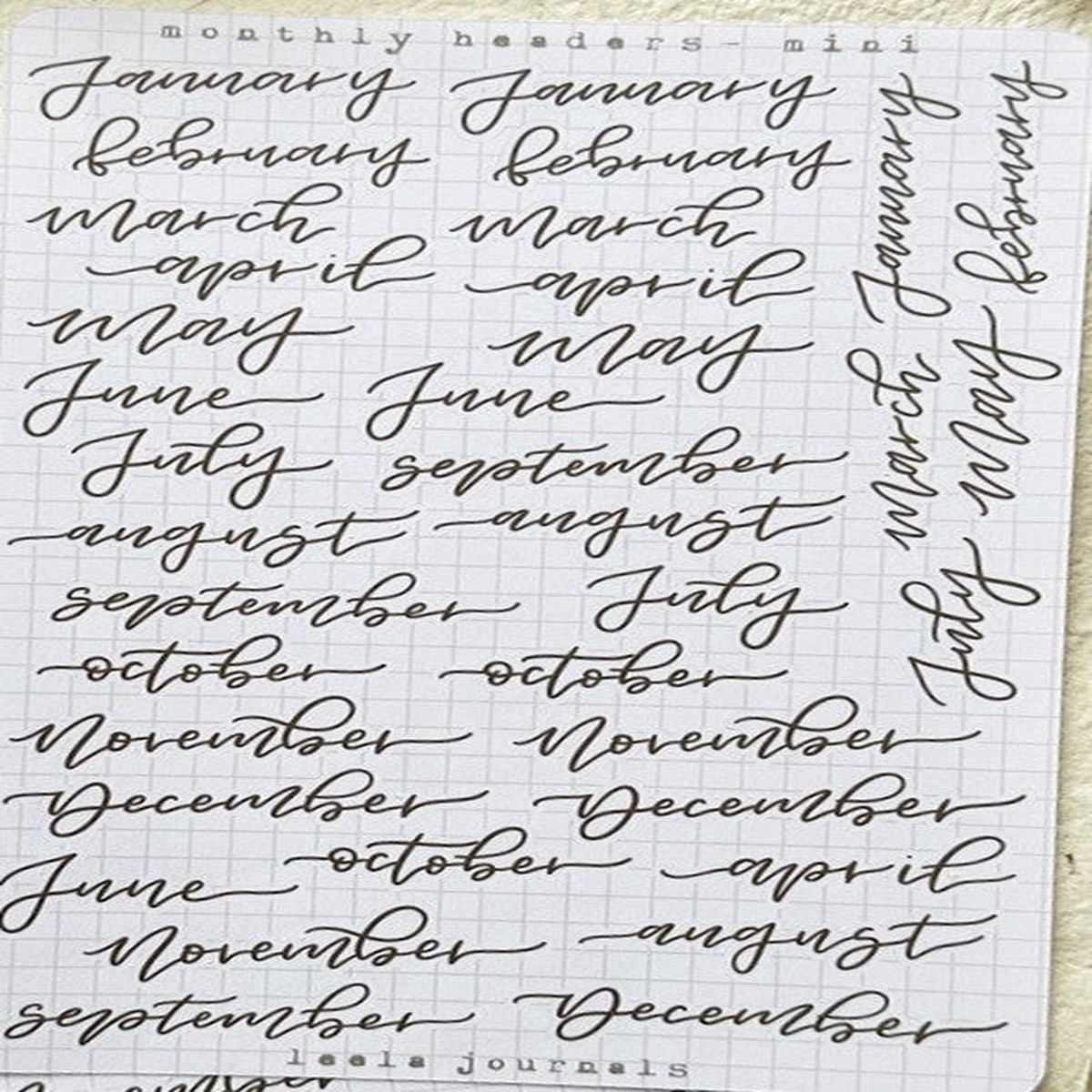 Leelajournals Journaling Sticker Sheet - Mini Monthly Headers